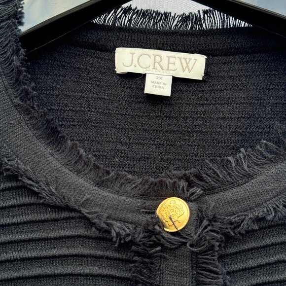 J. CREW Black Textured Cropped Knit Jacket Gold Buttons Trims New Plus Sz 2X - Picture 8 of 8